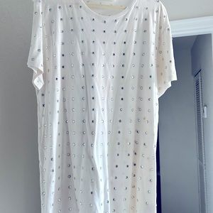 Oversized White Tee with Diamonds
